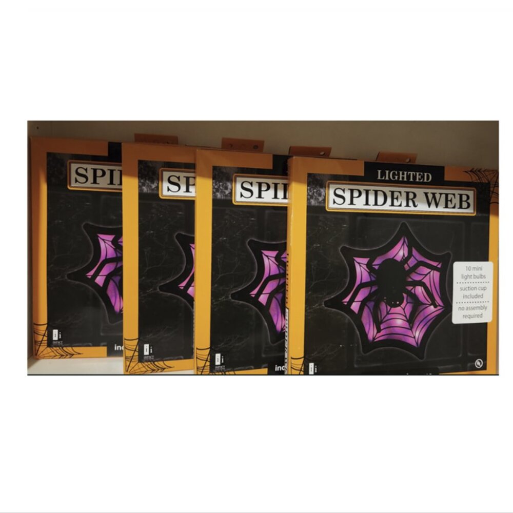 Shimmery Purple Spider Halloween Window Light - Qty 4